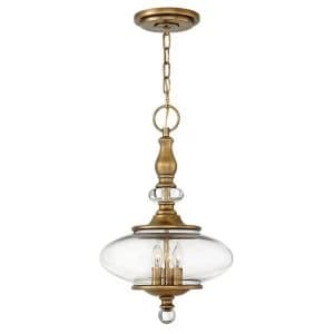 3 Light Ceiling Pendant Brass, E14