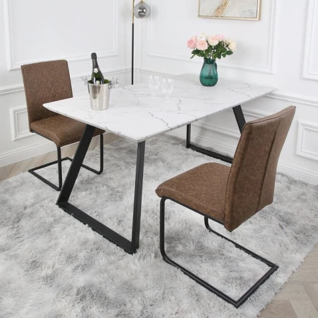 Home Garden Direct Nestor - Pair of Industrial Dining Chairs - (Brown) in Brown Brown Unisex