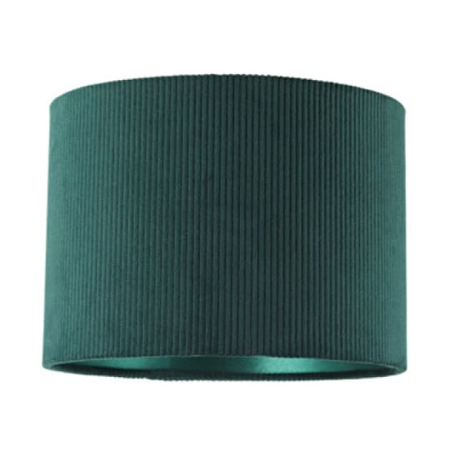 Happy Homewares Dark Forest Green Corduroy Fabric 10' Lamp Shade With Inner Emerald Satin Lining