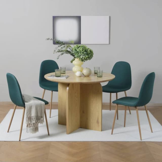 Home Garden Direct NYX Wood x 4 Linen Chairs Dark Green Dark Green Unisex