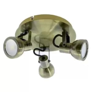 Cristal Record Lighting - Cristal Heli 3-Light 21cm Flush Light Brass