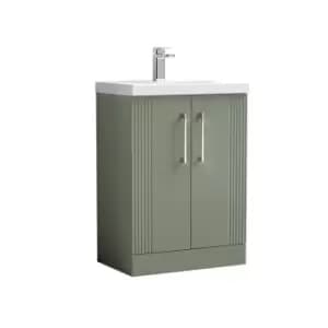 Nuie Deco 600mm Floor Standing 2 Door Vanity & Basin 1 - Satin Reed Green