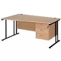 Dams International Wave Desk MC16WLP3KB 1,600 x 725 x 800 - 990 mm