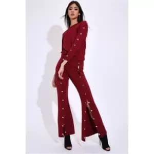 I Saw It First Burgundy Popper Jogger Sweat Top - Red