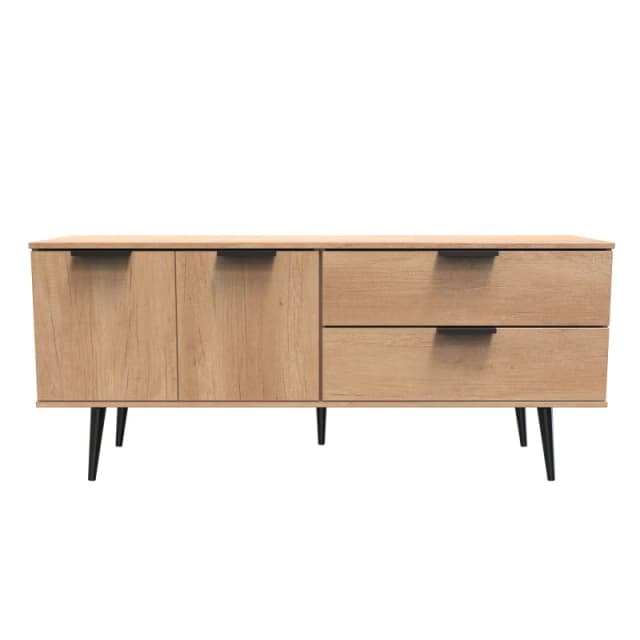 Fuji 2 Drawer 2 Door Wide Sideboard In Nebraska Oak (Ready Assembled)