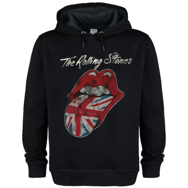 Amplified Amplified Men UK Tongue The Rolling Stones Hoodie in Black Size: X-Small Black XS Male 5063425489145