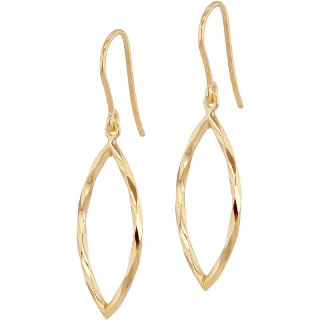 Be You 9ct Gold Diamond Cut Marquis Shape Creole Earrings Yellow Gold female One Size