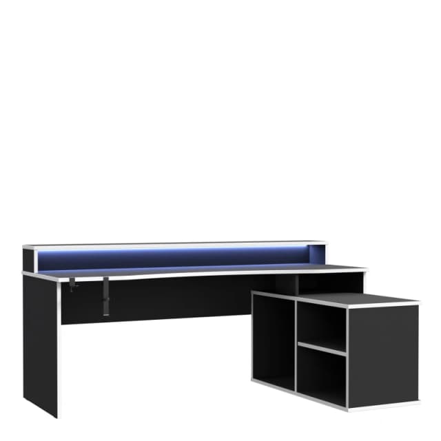 Furniture To Go Loadout Black Storage Gaming Desk 3 Shelves with Colour Changing LED Black unisex