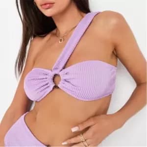 Missguided One Shoulder Crinkle Bikini Top - Purple