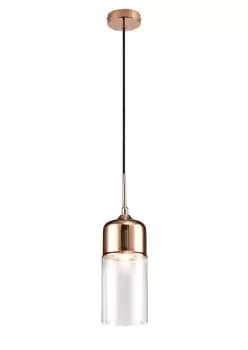 Mia Tube Ceiling Pendant 1 Light E27 Bronze, Clear Glass