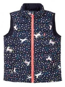 Joules Girls Unicorn Reversible Gilet - Navy