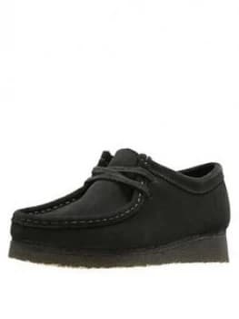 Clarks Originals Wallabee Flat Shoes - Black Sde, Size 3, Women