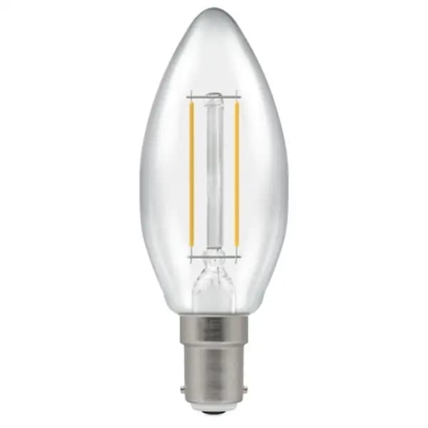 Crompton LED Candle Filament Non-Dim Clear 2.2W 2700K SBC-B15d