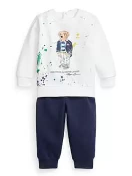 Ralph Lauren Baby Boys Sweat And Bottoms Set - White, Size 18 Months