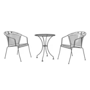 Royal Garden Elegance 2 Seat Steel Bistro Set - Grey