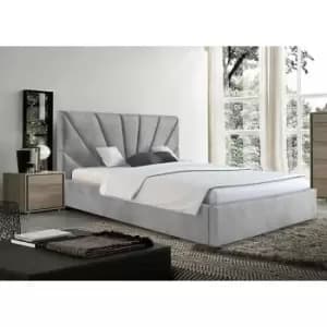 Hamini Upholstered Beds - Plush Velvet, Double Size Frame, Silver - Silver