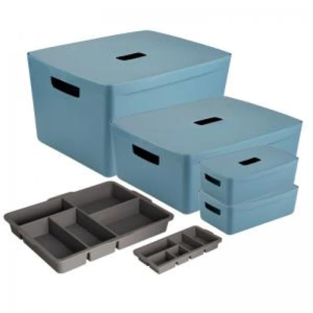 Inabox Inabox Designer Storage Boxes With Lids and Trays Small Value Pack (2 x 5L & 1 x 19L & 1 x 28L & 1 x Small & 1 x Large Tray) Ca