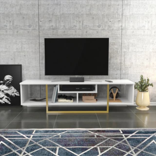 Decorotika Astona TV Stand TV Unit For Tvs Up To 65" White And Gold