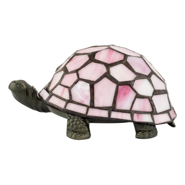 Happy Homewares Classic & Quirky Soft Pink Stained Glass Tiffany Tortoise Table Lamp Pink Unisex