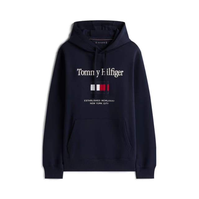 Tommy Hilfiger Mens Embro Flag Pull Over Hoodie Desert Sky male L