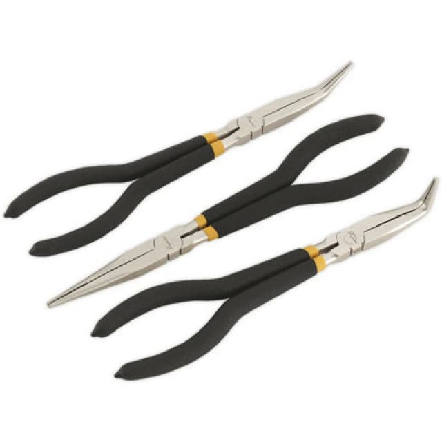 Loops 3 Piece 280mm Needle Nose Pliers Set - Straight & Angled Nose - Foam Grip Multi