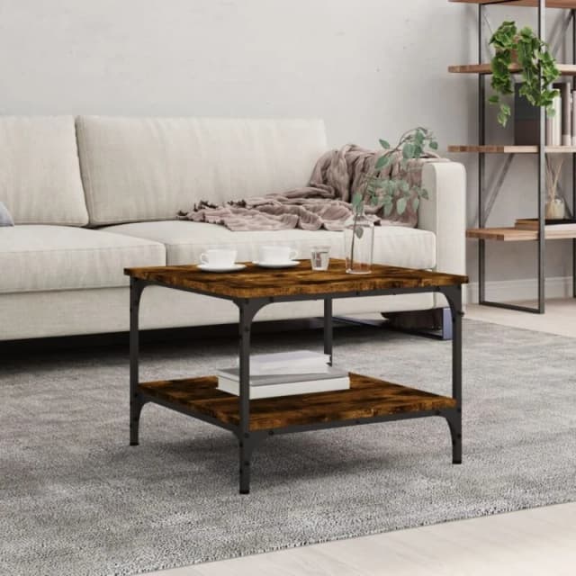 VIDAXL Coffee Table Smoked Oak 55x55x40cm Engineered Wood vidaXL 832830