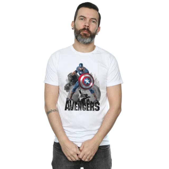 Marvel Marvel Men Captain America Action Pose T-Shirt in White Size: Small White S Male 5057245969291