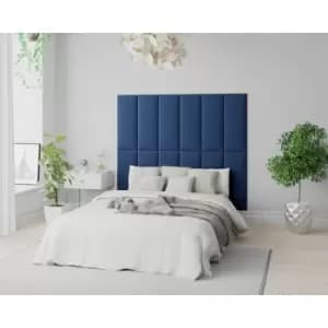EasyMount Wall Mounted Upholstered Panels, Modular diy Headboard in Plush Velvet Fabric, Navy (Pack of 4) - Aspire