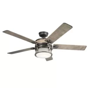 Kichler Ahrendale 5 Blade 152cm Ceiling Fan with LED Light Anvil Iron IP44 Remote Control
