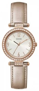 Guess Terrace Womens Nude Leather Strap Sunray Dial Watch