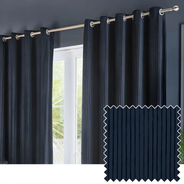 Paoletti Paoletti Corinthian Velvet Room Darkening Eyelet Curtains in Dark Blue Size: 229cm width x 137cm drop Dark Blue 229cm width x 137cm drop Un