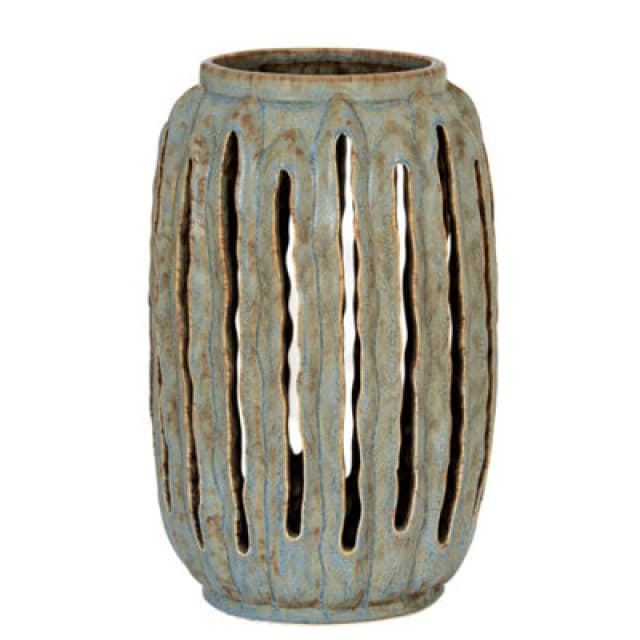 Hill Interiors Capella Tall Lantern Candle Holder - Ceramic - L20 X W20 X H32cm - Grey