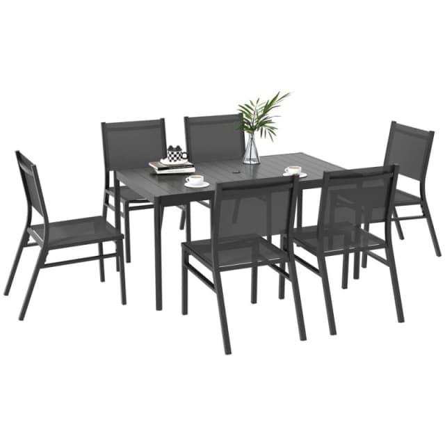 Outsunny 7 Piece Garden Dining Set with Breathable Mesh Seat - Outsunny 5056725511494