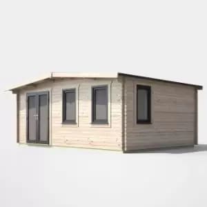 Power 14' x 18' Chalet Log Cabin- Left Side Double Door