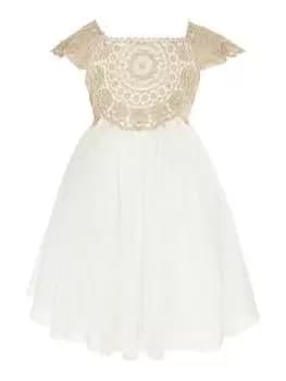 Monsoon Baby Girls Estella Dress - Gold, Size 18-24 Months