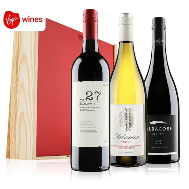 Virgin Wines Mixed wine trio in wooden gift box Multi unisex 3