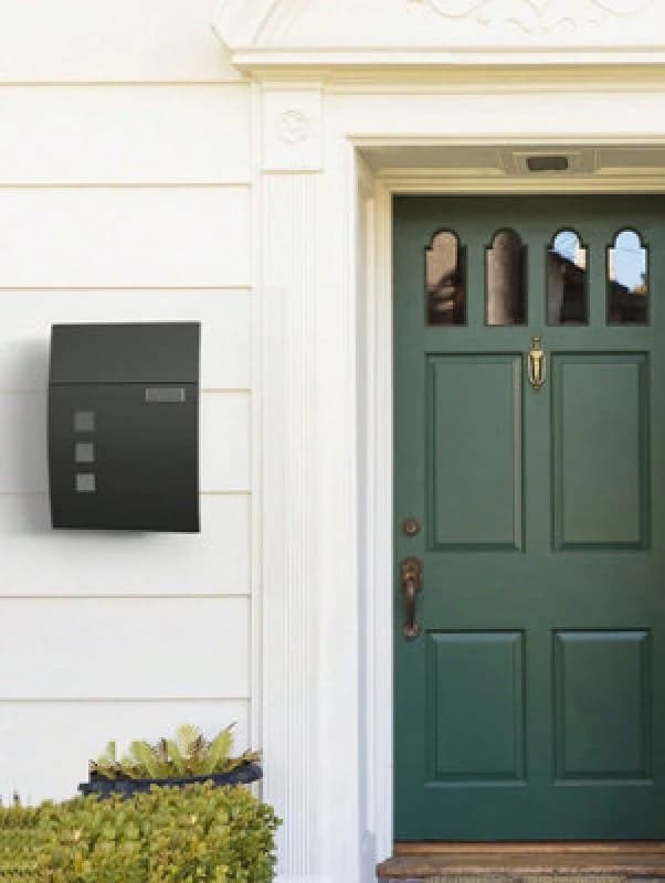 LEDREM Songmics Mailbox, Wall-Mounted Lockable Post Letter Box With Viewing Windows, Nameplate, And Keys, Easy To Install, Black