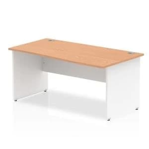 Trexus Desk Wave Right Hand Panel End 1600x800mm Oak Top White Panels