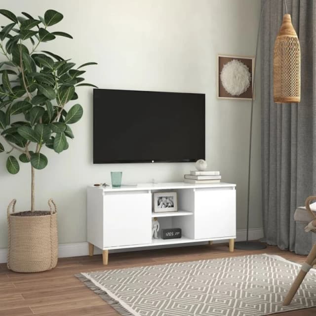 VIDAXL TV Cabinet with Solid Wood Legs White 103.5x35x50cm vidaXL 8720286357682