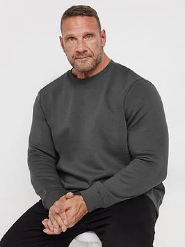 BadRhino BadRhino Men Premium Crew Neck Sweatshirt in Grey Size: 4X-Large Grey 4XL Male 5063111769858