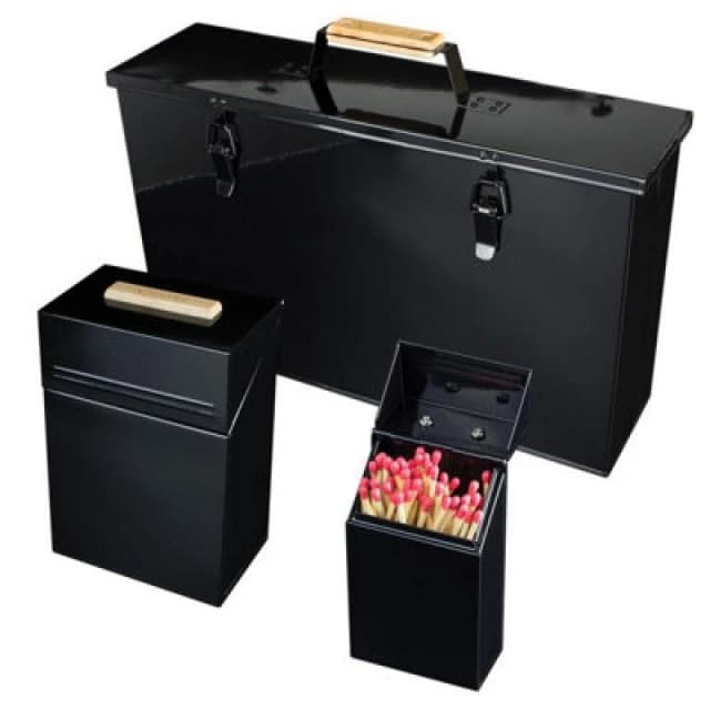 Valiant Valiant Ash Carrier Box, Firelighter Storage Box and Match Holder Set in Black Gloss Black One Size Unisex 0616806520989