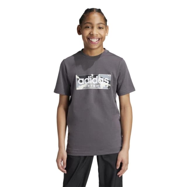 adidas Logo T Shirt Junior - Grey Grey 7 - 8 Years