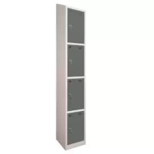 4 Door Locker, 300X300, Grey Carcass/Dark Grey Doors, Sloping Top, Camlock