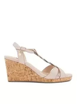 Dune London Koala Plait T Bar Wedge - Rose Gold, Metal, Size 3, Women