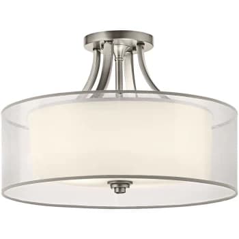 Lacey 4 Light Semi-Flush Mount, Antique Pewter, E27 - Elstead