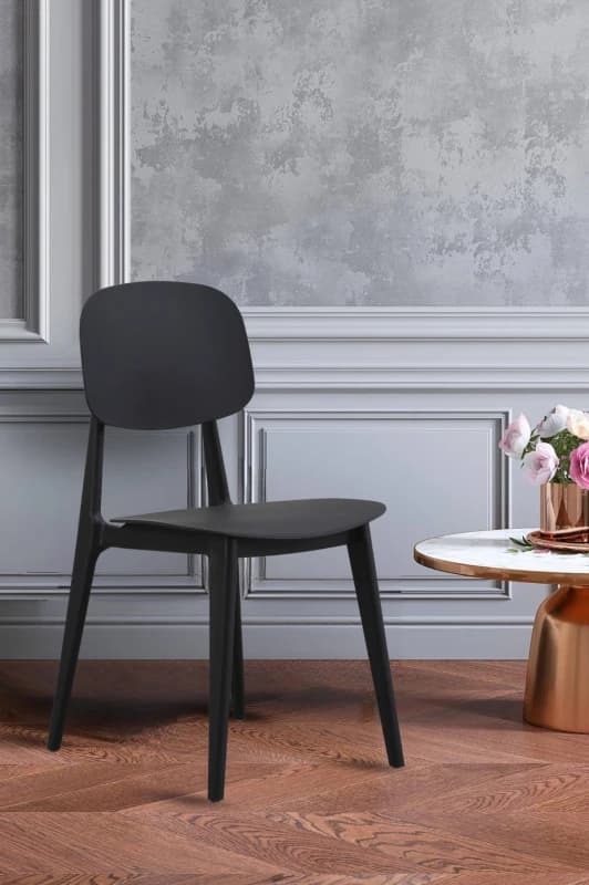 Fusion Living Oslo Dark Grey Plastic Dining Chair in Black Unisex