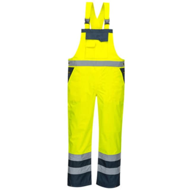 Oxford Weave 300D Class 2 Hi Vis Contrast Bib and Brace S488YNRXS Colour: Yellow / Navy