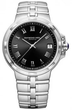 Raymond Weil Mens Parsifal Stainless Steel Bracelet Black Watch