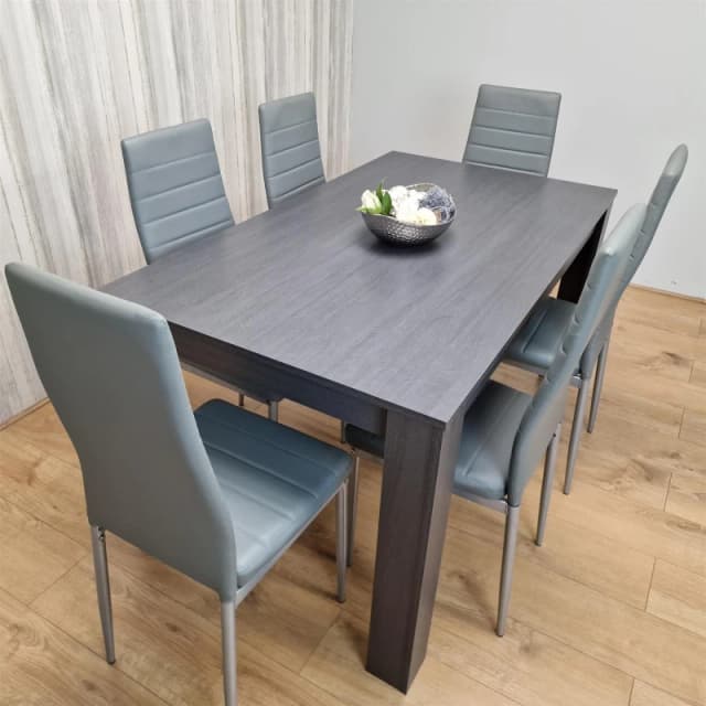 KOSY KOALA Dining Table Set with 6 Chairs Dining Room and Kitchen table set of 6 Dark Grey