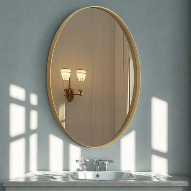 FURNOS Retro Wall Large 3D Oval Vanity Mirror For Bedroom in Gold Gold Unisex